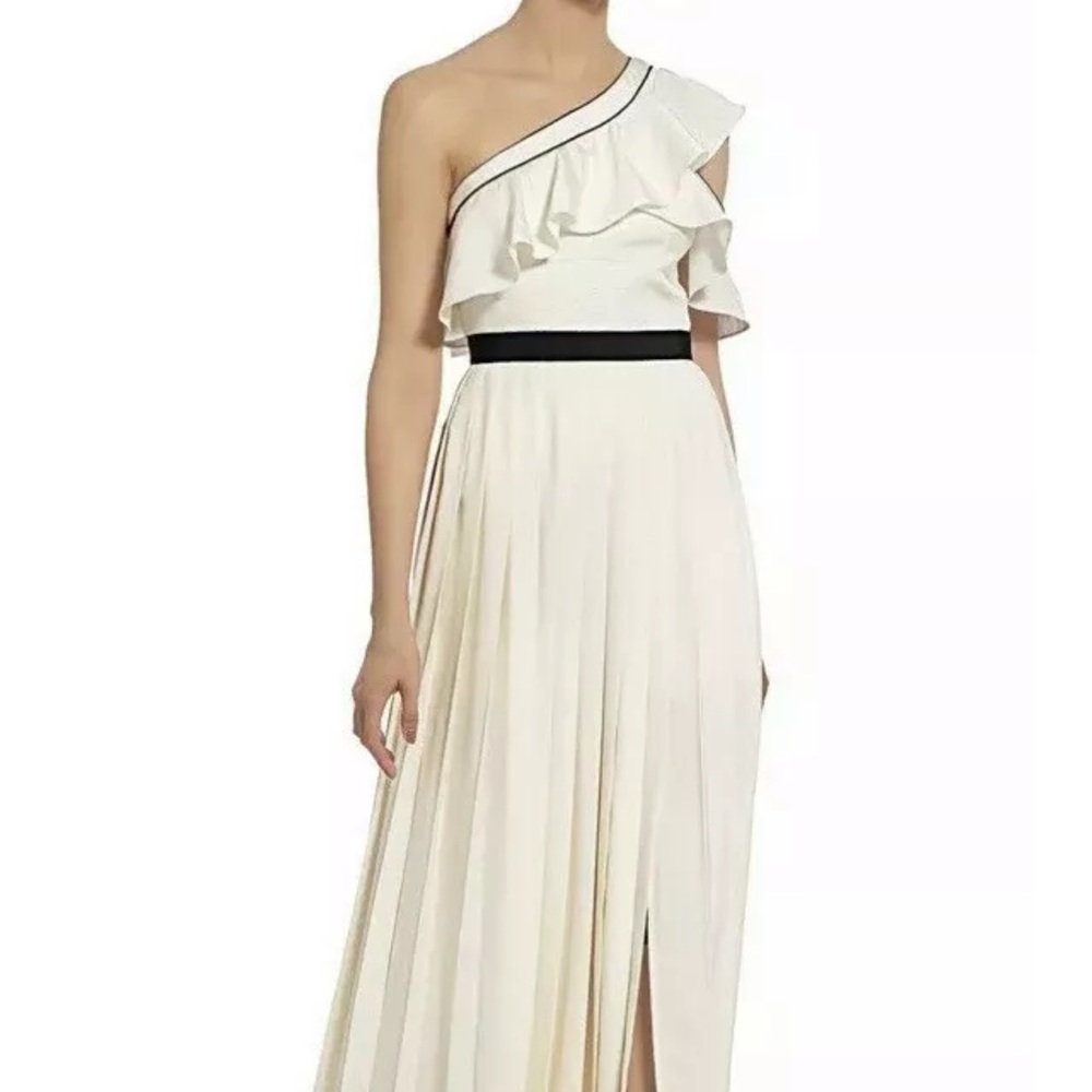 Self Portrait Ruffle One Shoulder Pleated Maxi